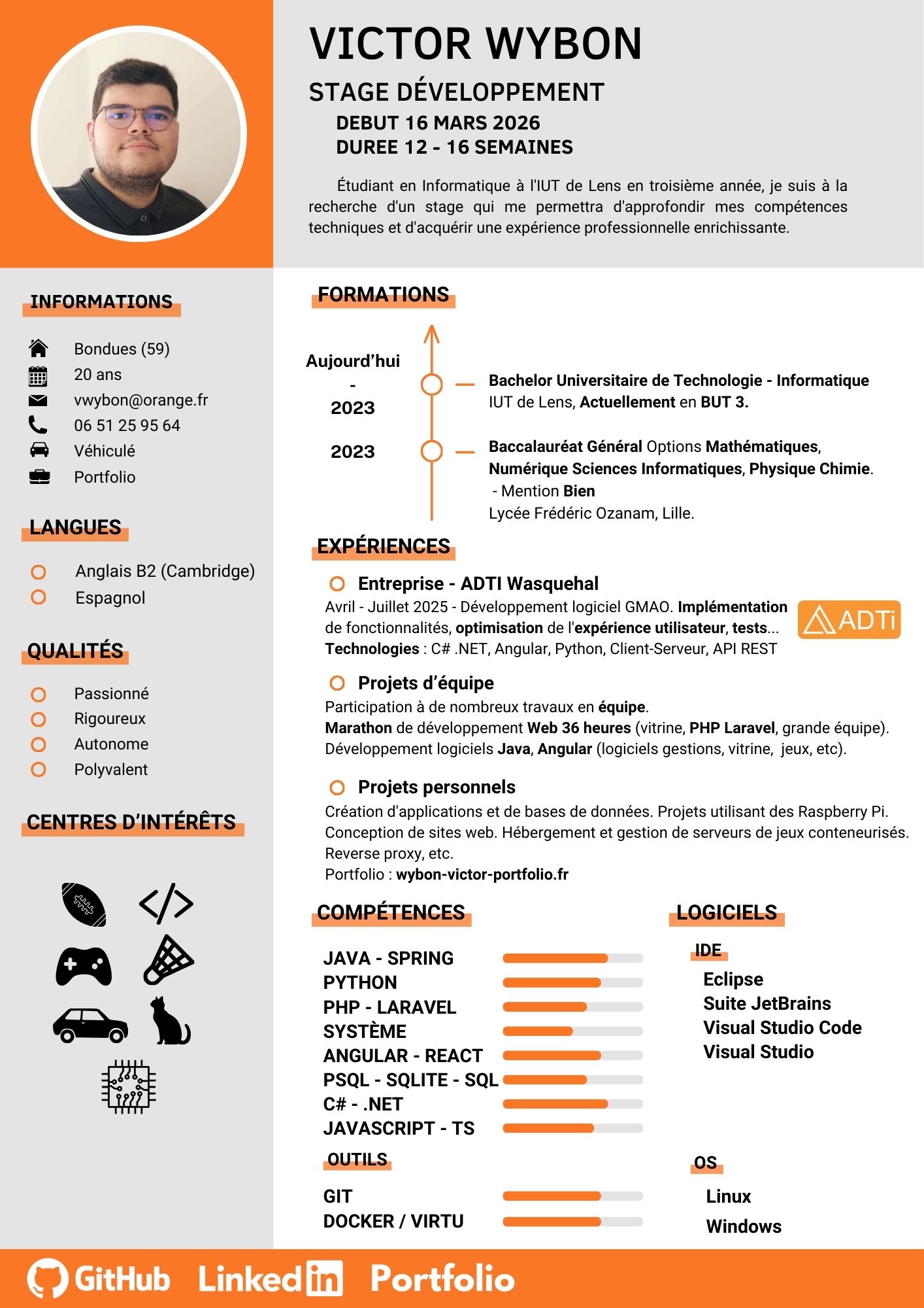 Aperçu de mon CV en français